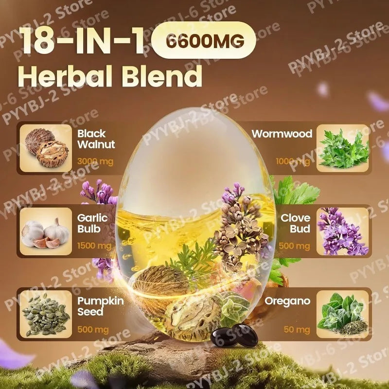Wormwood Black Walnut Cloves 240 Softgels – 18-in-1 Herbal Blend Herbal Supplement Qst