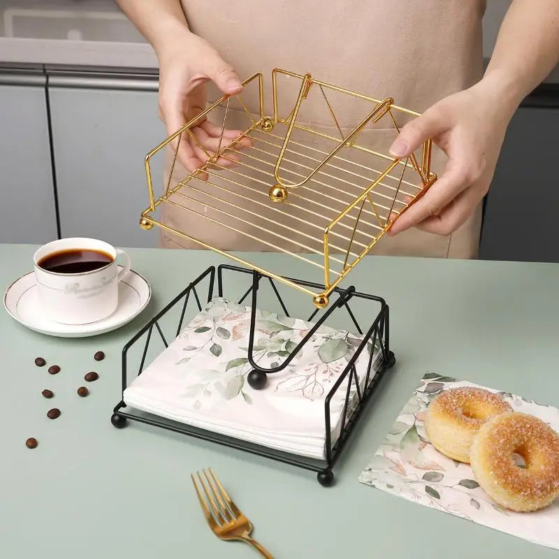 Square Metal Napkin Holder with Weighted Arm | Farmhouse Style Napkin Holder Qst