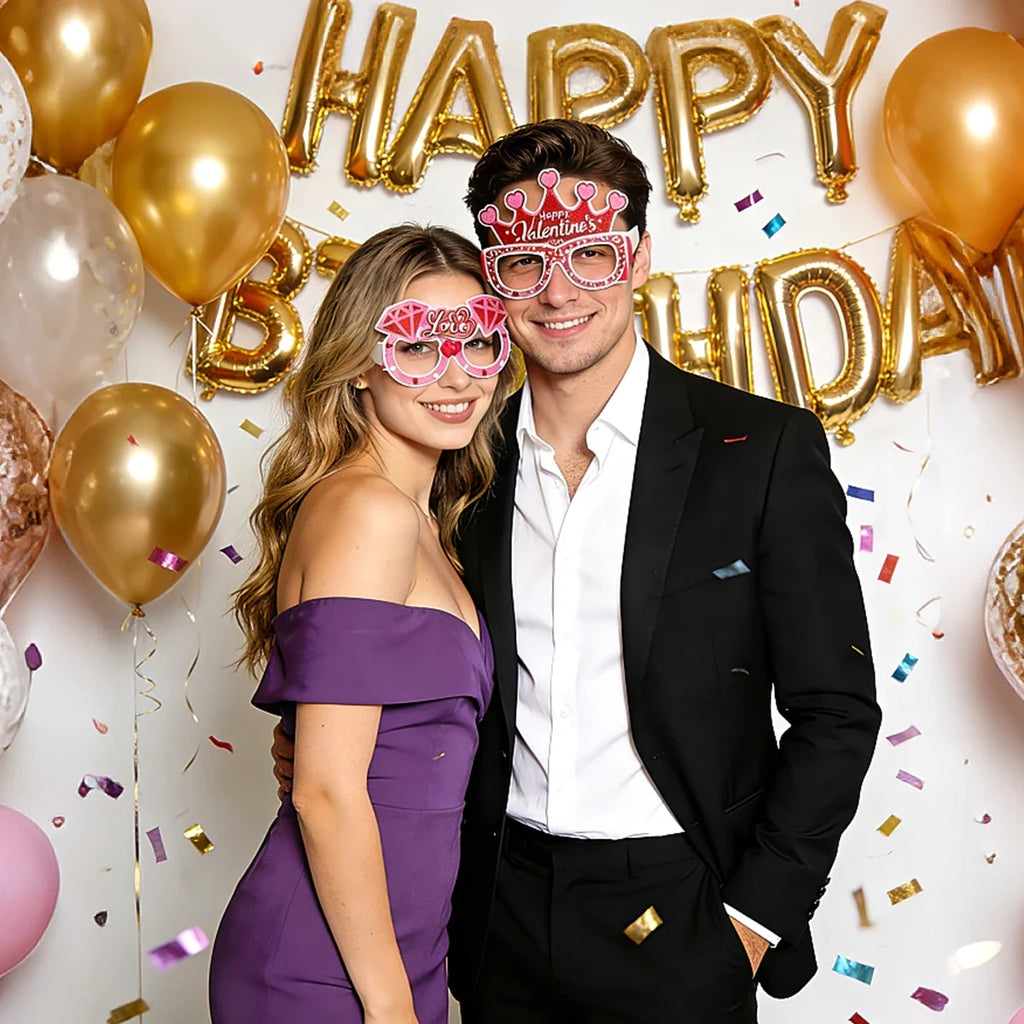 6 Valentine's Day Decorative Party Glasses – Various Styles Party Decorative Glasses Qme