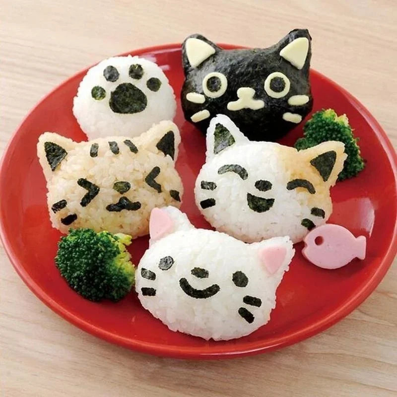 Silicone Rice Ball Mold – Cat & Bunny Bento Sushi Maker Set Rice Ball Mold Qme