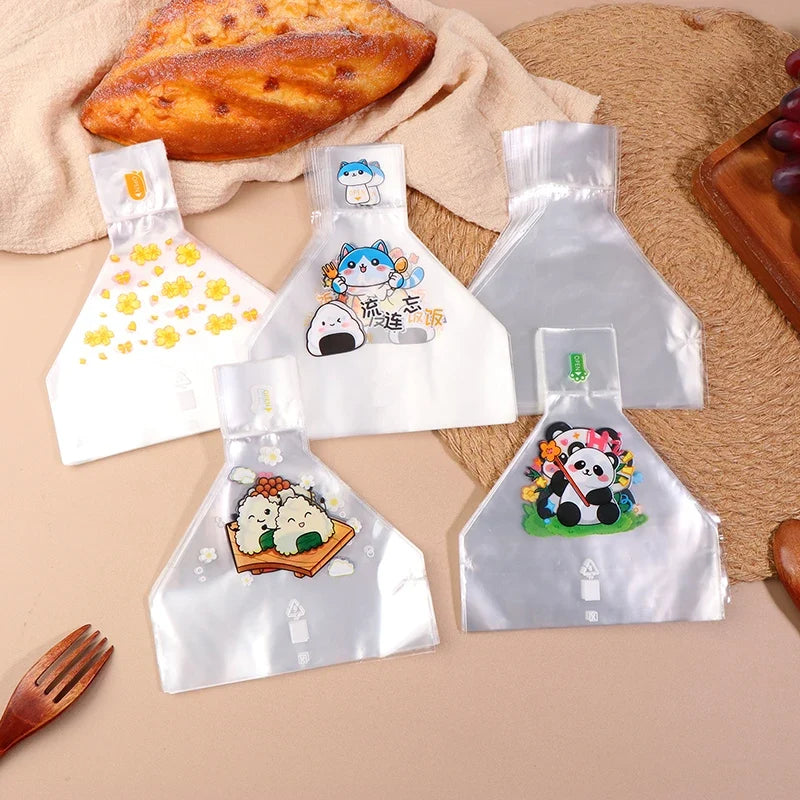 Cartoon Onigiri Triangle Rice Ball Disposable Bags 50pcs Onigiri Packaging Bags Qme