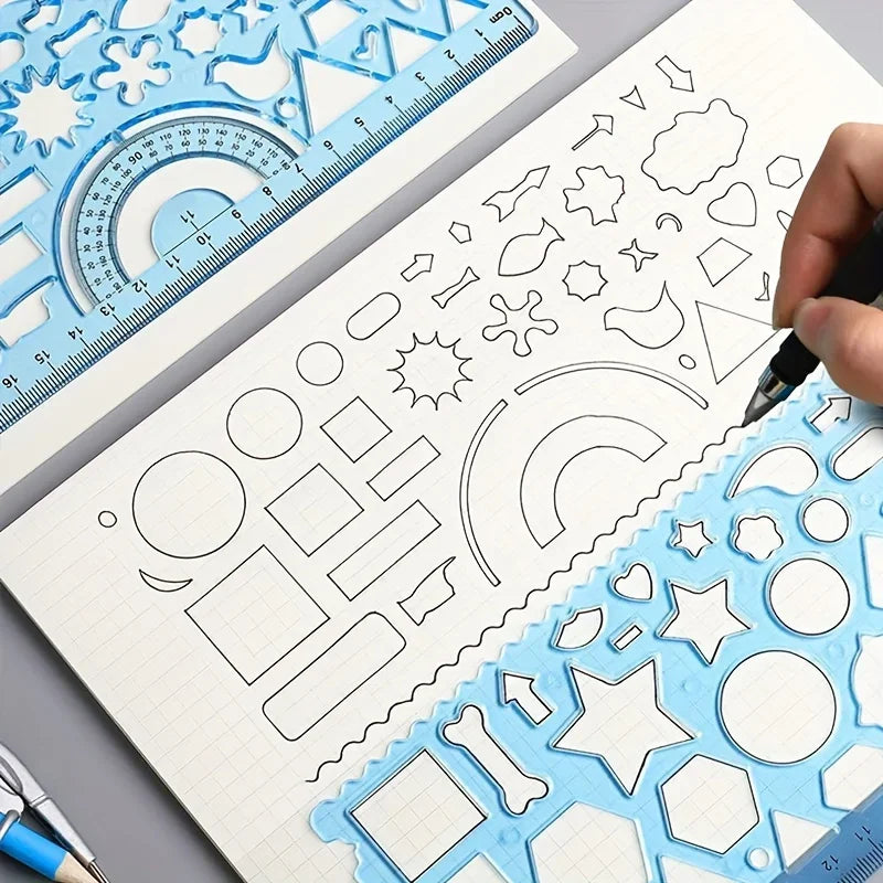 Multifunctional Geometric Ruler Set for Drawing & Crafting Geometric Ruler Set Qme