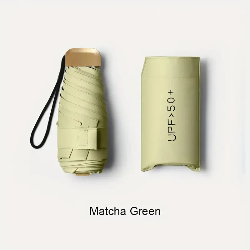 Compact 6-Rib Mini Folding Umbrella – Lightweight & Portable Folding Umbrella Qst light green 6K Iron