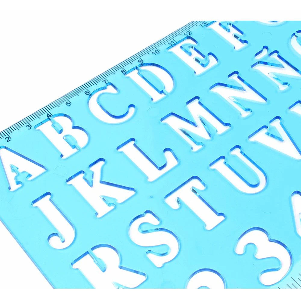 Plastic Alphabet & Number Stencil Ruler – Kids Learning Tool Stencil Ruler Qst