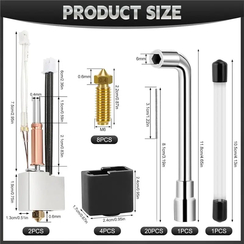 Anycubic Kobra 3 Hotend Combo Replacement – Aluminum Alloy 3D Printer Hotend Qme