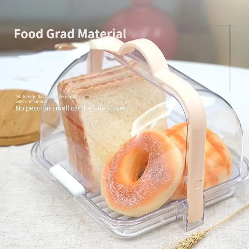 Portable Bread & Cake Storage Box with Transparent Lid Food Storage Container Qme