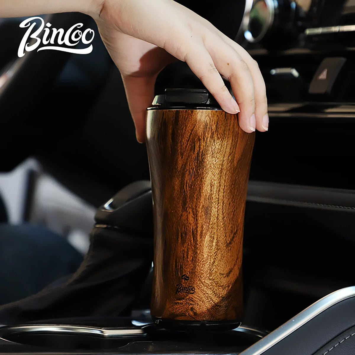 Bincoo Wood Grain Coffee Tumbler | 316 Stainless Steel Thermos Insulated Coffee Tumbler Qst