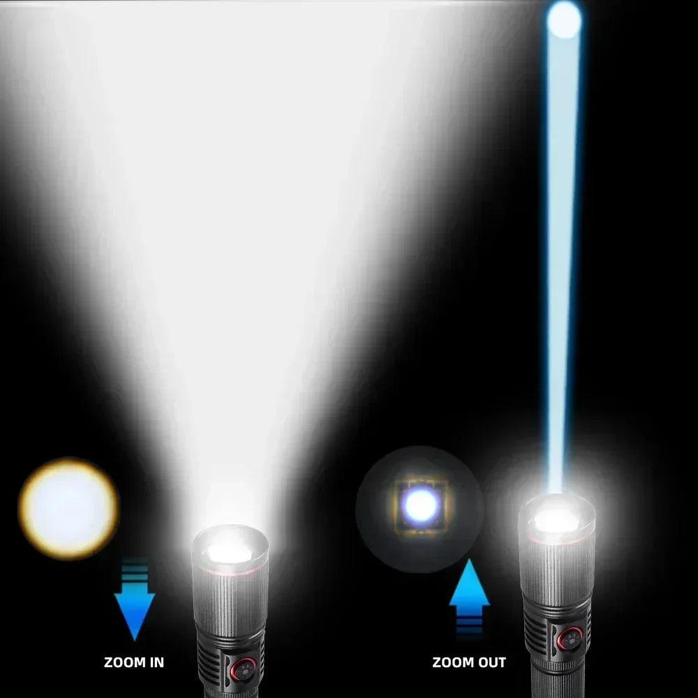50W Super Bright LED Zoom Flashlight – Type-C Rechargeable LED Zoom Flashlight Qst