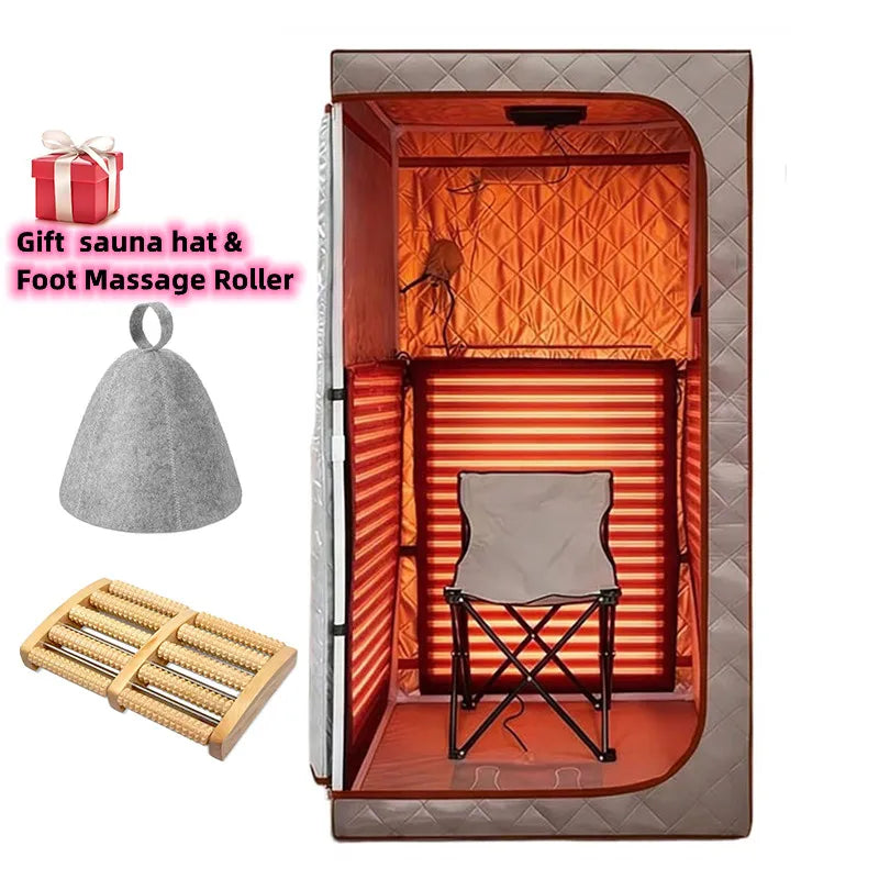 SMARTMAK Portable Infrared Sauna with Red Light | Home Spa Portable Infrared Sauna Qst coffee