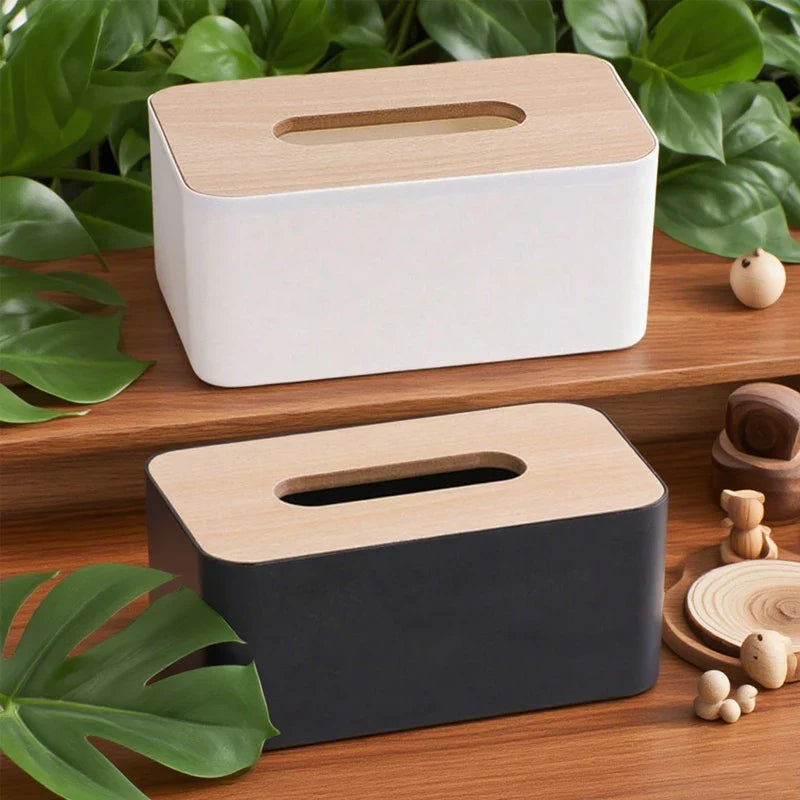 Bamboo Rectangular Tissue Box Cover – Waterproof Elegant Tissue Box Cover Qme
