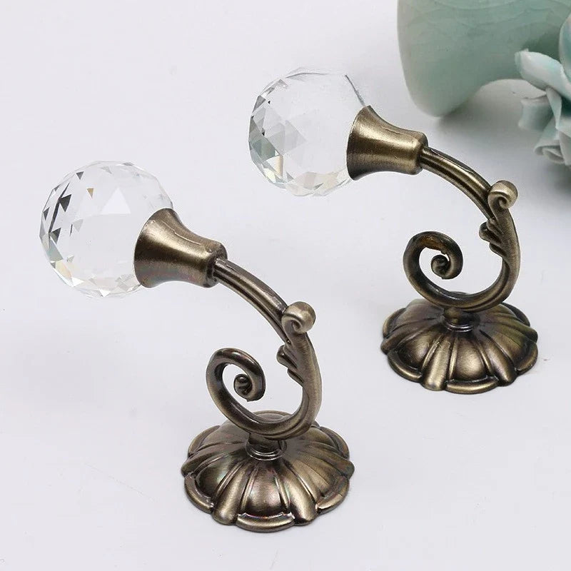 Metal Crystal Glass Curtain Holdbacks – Decorative Wall Tie Backs Curtain Holdback Hooks Qme plum