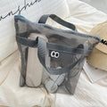 Portable Mesh Storage Bag – Beach, Swim & Gym Organizer Mesh Storage Bag Qme Grey 1pcs
