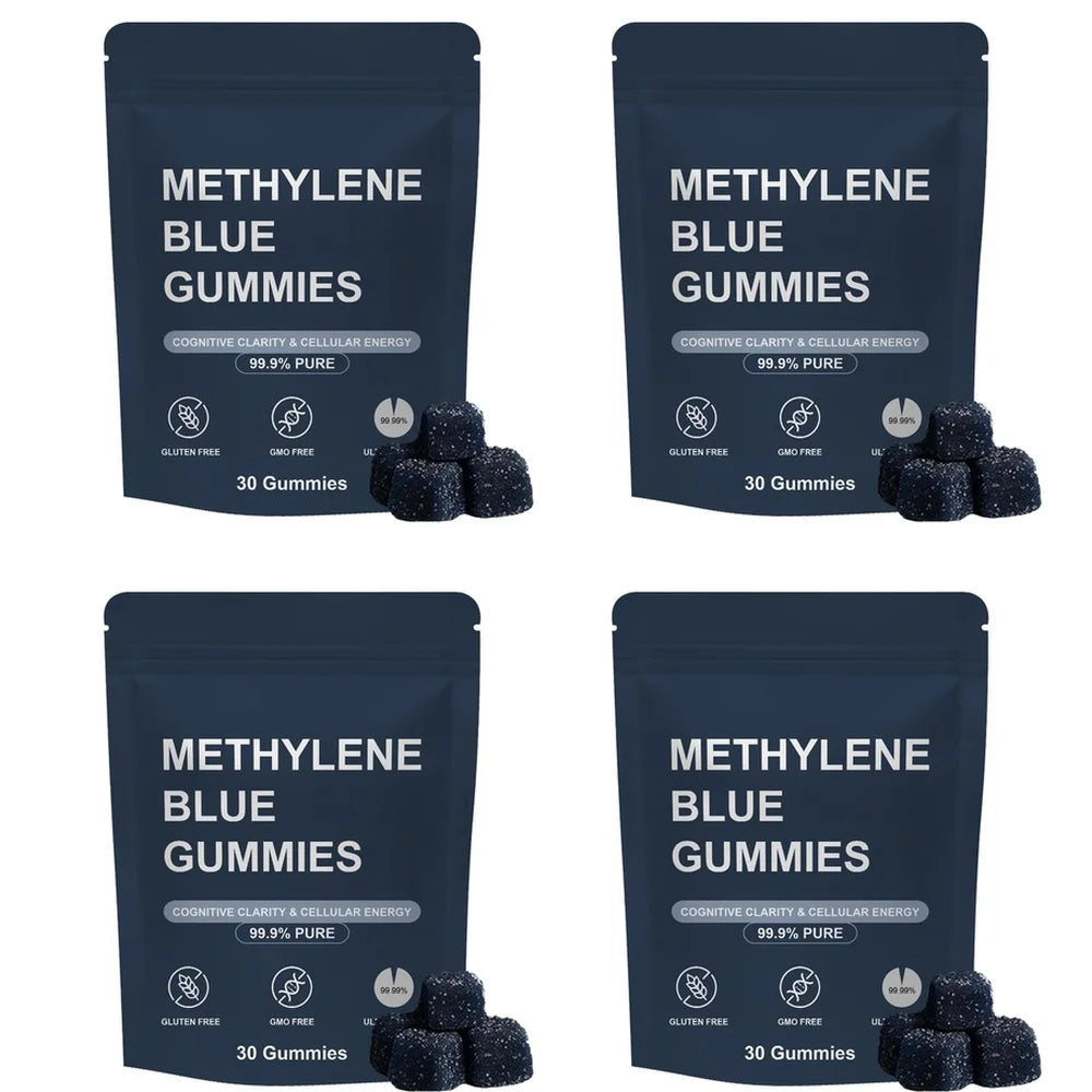 Methylene Blue Gummies Vitamin B6 B12 – Energy & Clarity Wellness Gummies Qst 30 Count(Pack of 4)