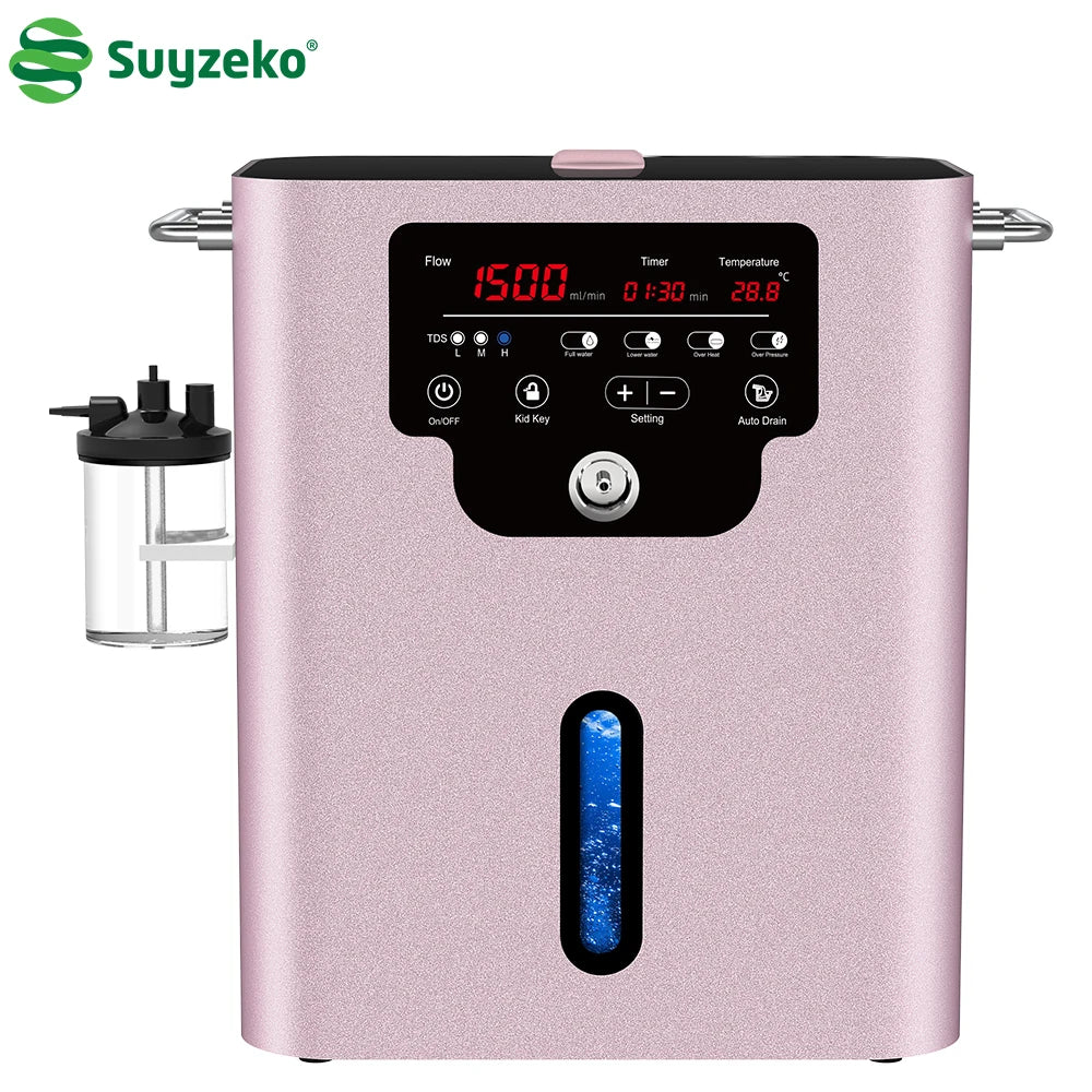 Suyzeko 1500ml/min Hydrogen Inhalation Machine SPE PEM HHO Generator Hydrogen Inhalation Machine Qst 1 hole 100V-240V JP Plug