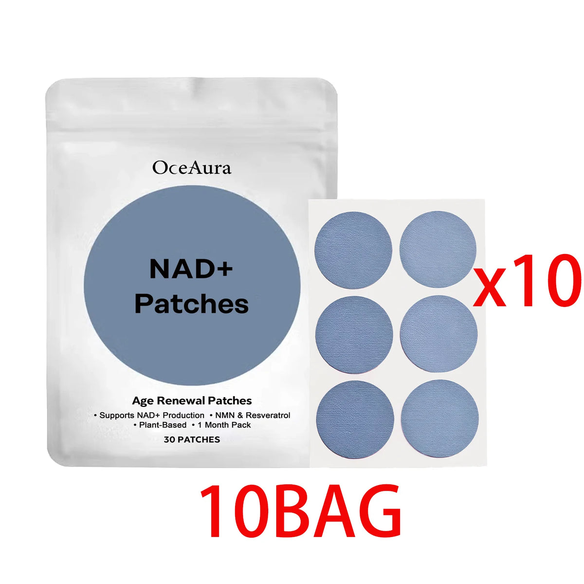 OceAura NAD+ Hydrating Skin Patches – Barrier Care, 30 Patches Skin Care Patch Qst 10 BAG