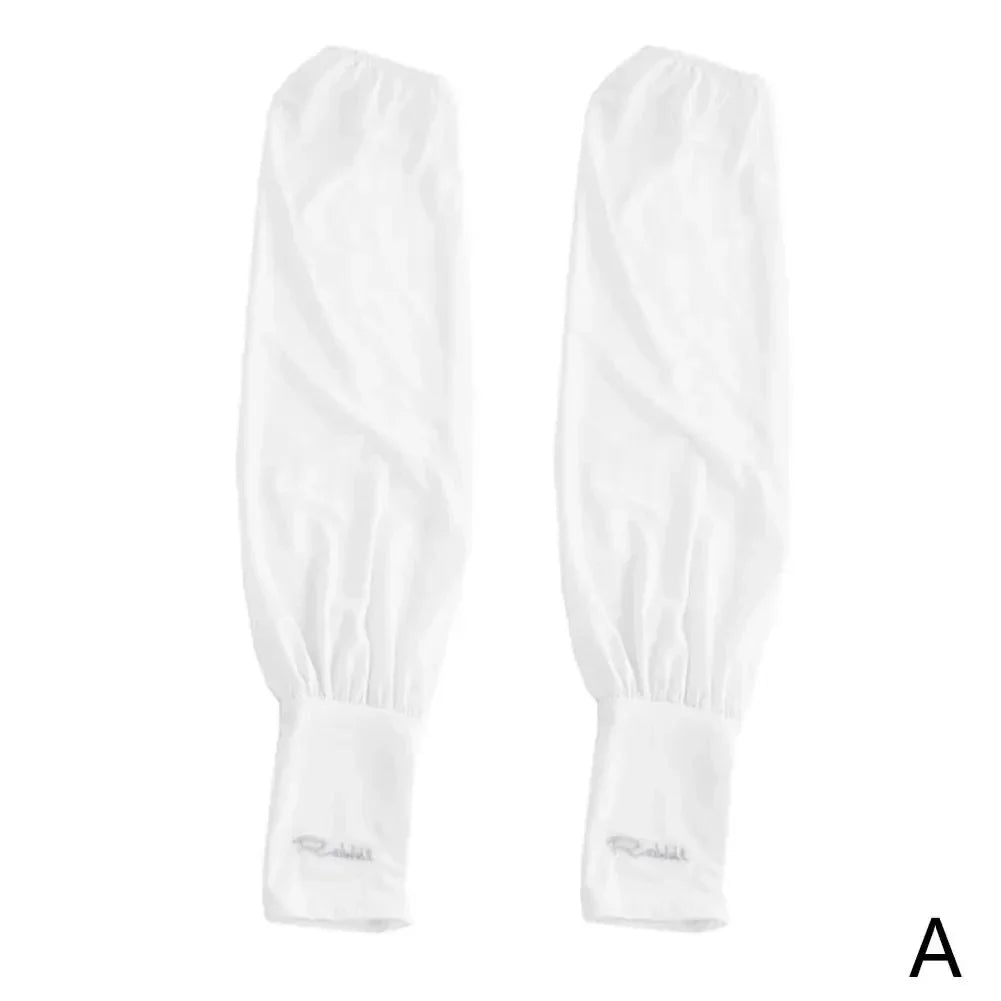 Women's UV Ice Silk Arm Sleeves – Long Sun Cover for Driving UV Arm Sleeves Qme white