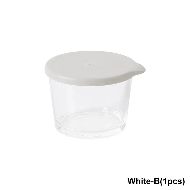 Glass Sauce Cups with Lids – Leak-Proof Seasoning Dip Dishes Sauce Dipping Dish Qme 260ML White