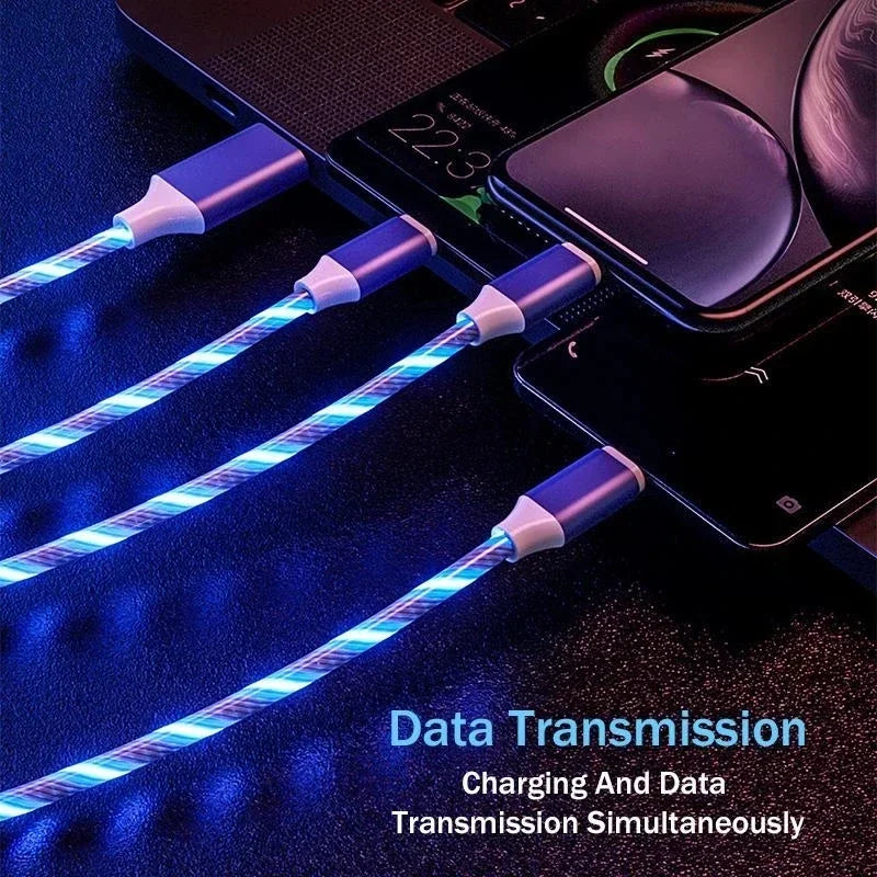 LED Glow Fast Charging Cable USB-C & Micro USB 3A | 4 Colors LED Charging Cable Qme
