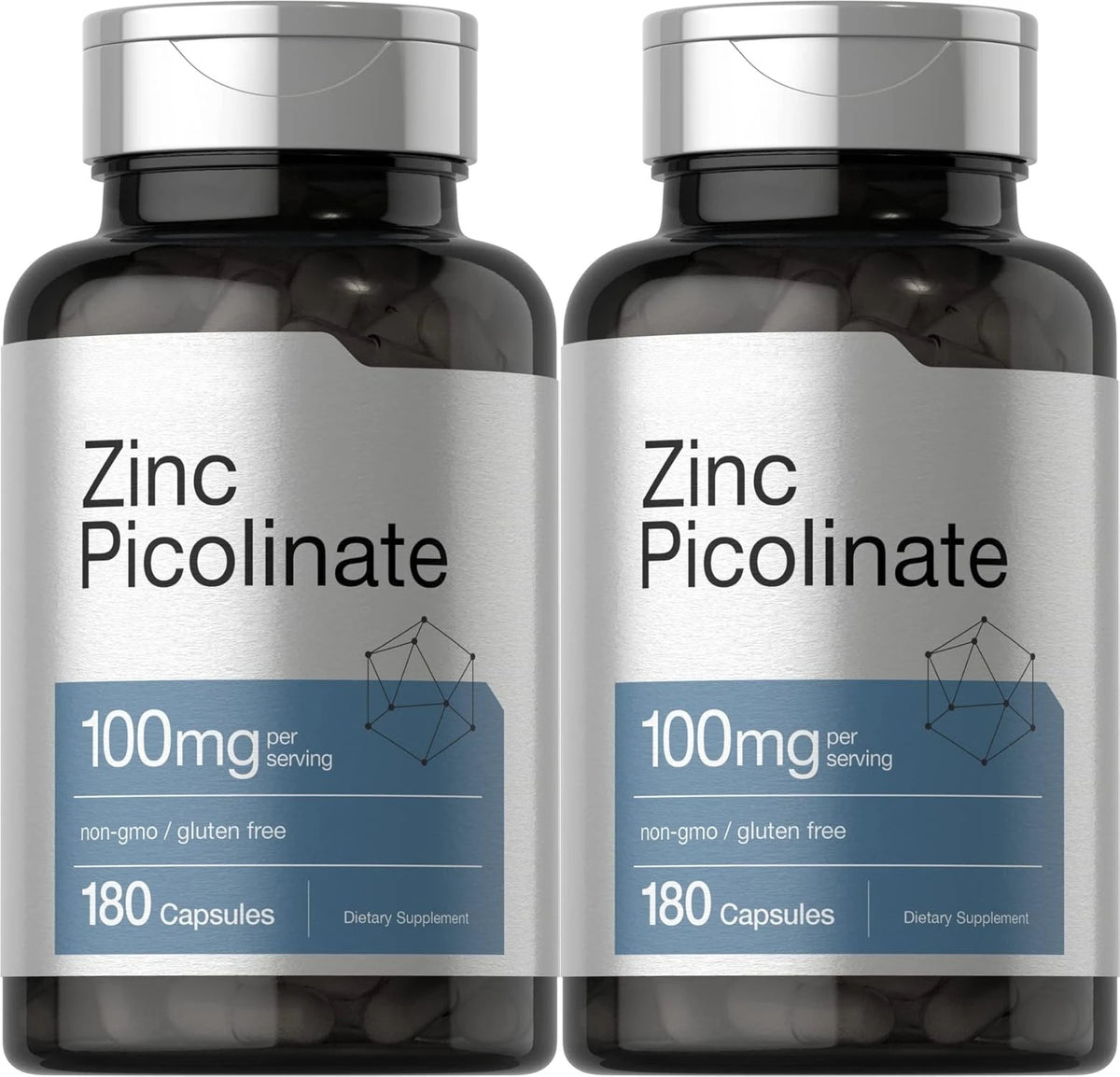 Zinc Picolinate 100mg 180 Capsules – Non-GMO Mineral Supplement Mineral Supplement Qst 180 Count(Pack of 2)