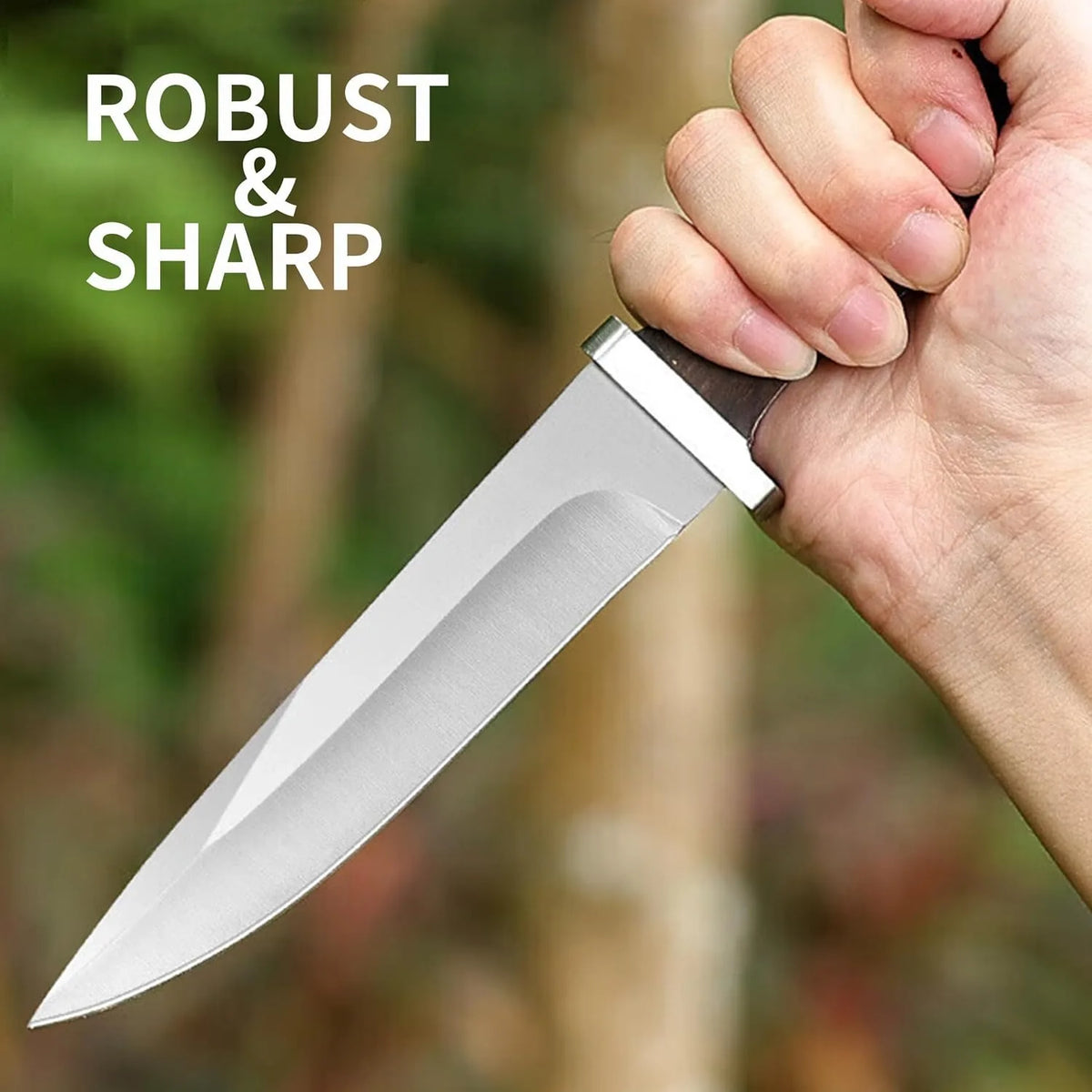 PLYS Fixed Blade Camping Knife with Leather Sheath | U9195 Fixed Blade Knife Qst