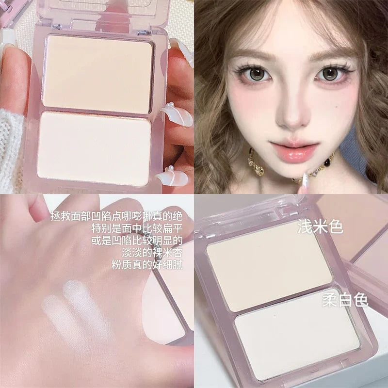 2-in-1 Contour & Highlight Palette – Matte & Glow | Qme Contour Highlight Palette Qme 02 Soft mist rice
