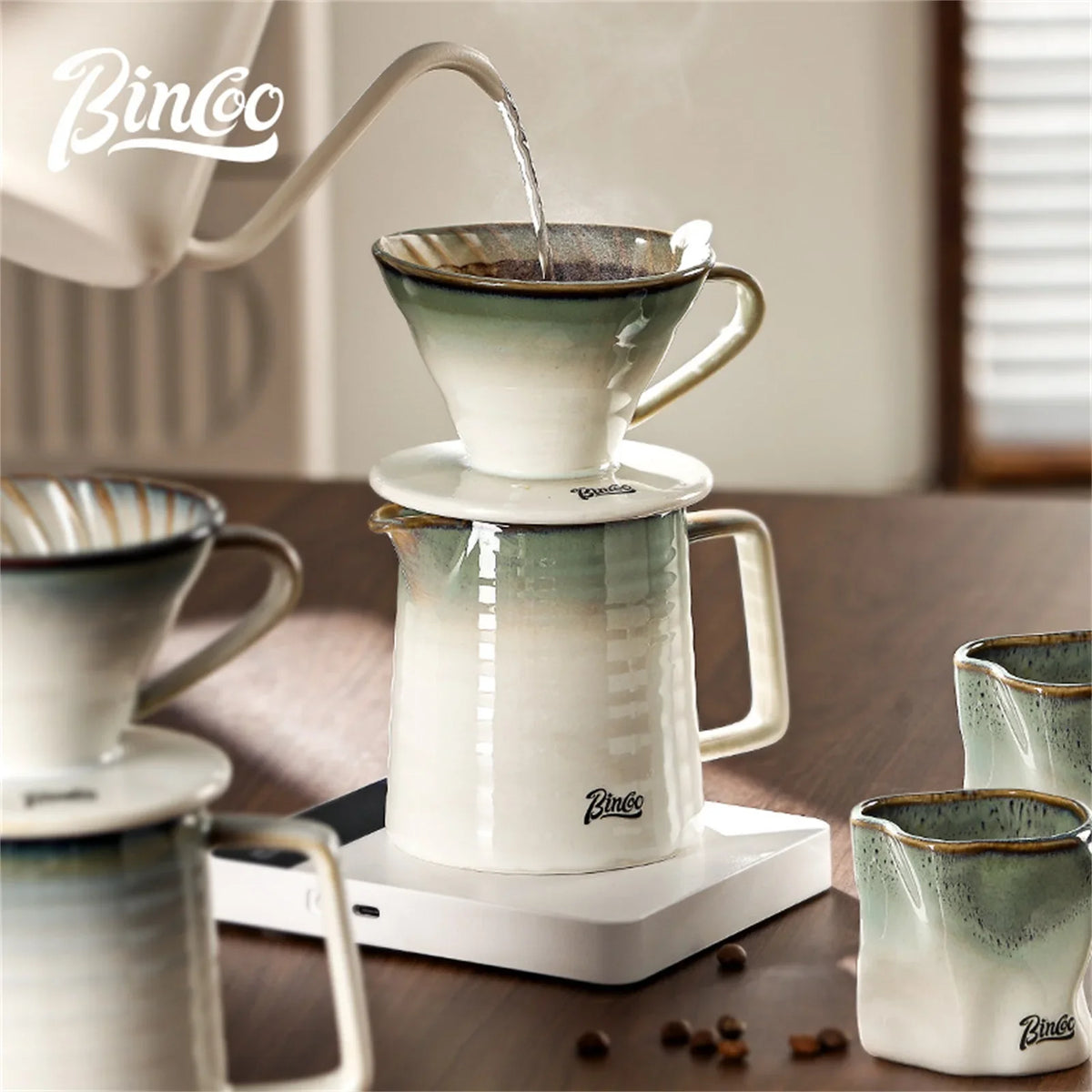 BINCOO Ceramic Reusable Coffee Dripper Cone Filter Cup Ceramic Coffee Dripper Qst