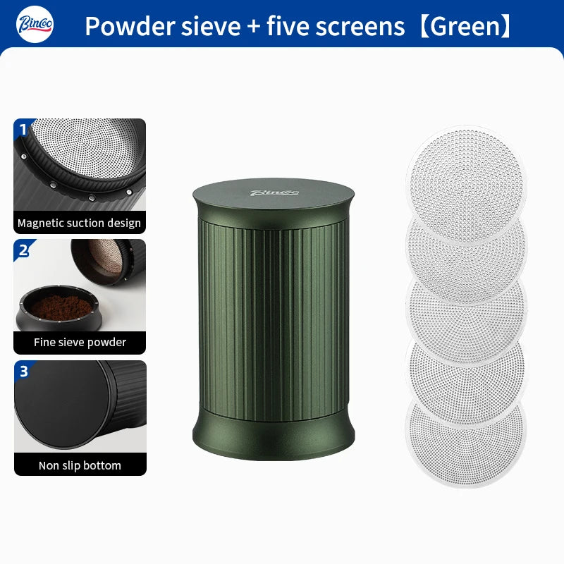 Bincoo Aluminum Coffee Powder Spreader & 5-Mesh Sifter Set Coffee Powder Spreader Qst green