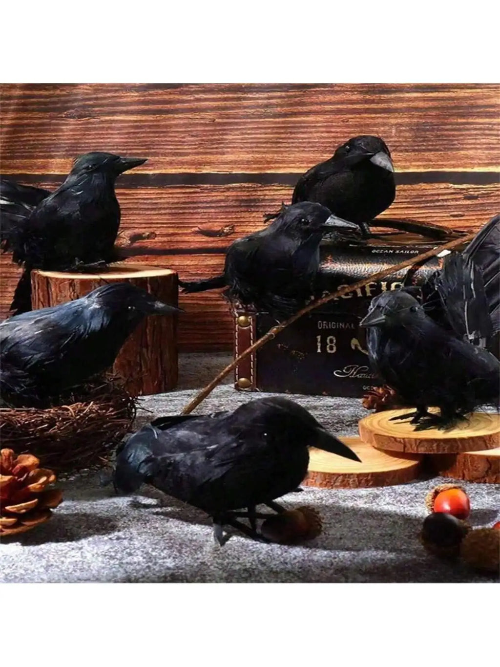 Halloween Black Crow Decoration – Realistic Fake Bird Prop Halloween Decoration Qme