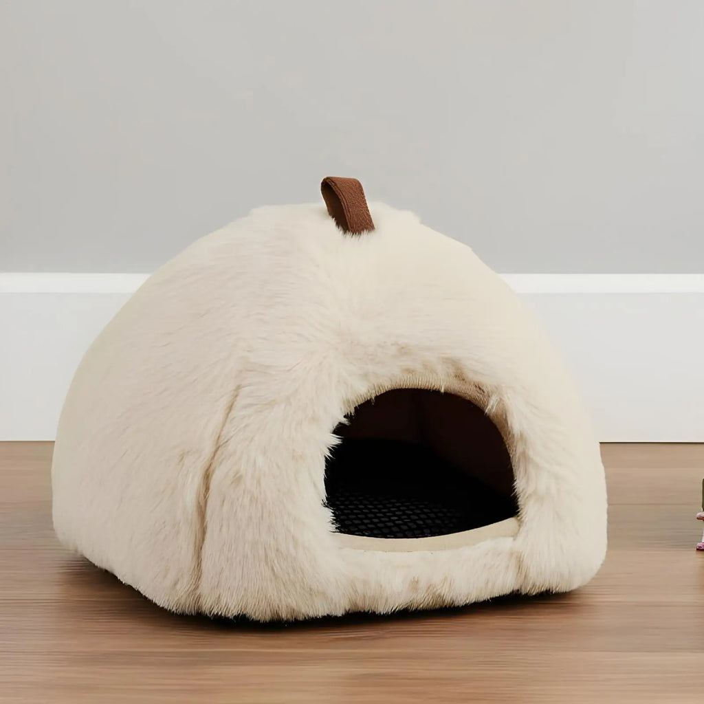 Hamster Plush House – Warm Winter Pet Cave with Detachable Pad Small Pet House Qme