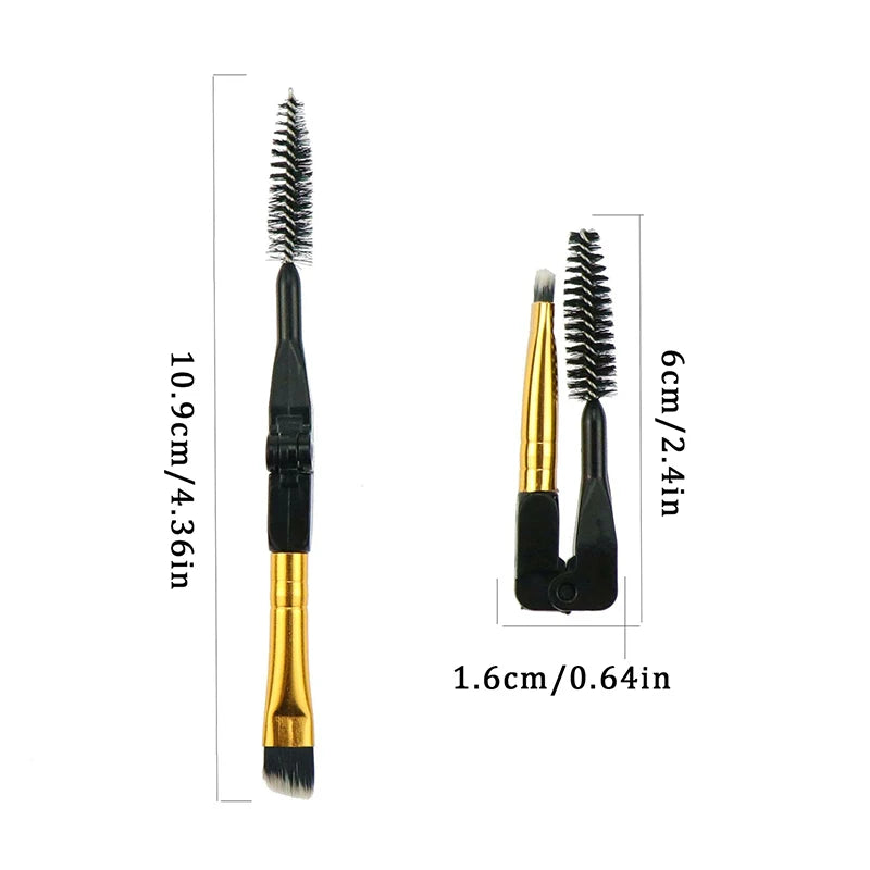 2-in-1 Foldable Dual-Ended Eyebrow & Eyeliner Brush Eye Makeup Brush Qst