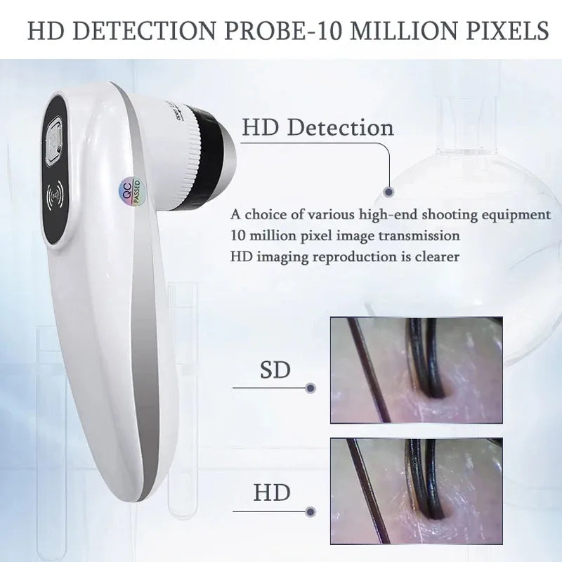 Wi-Fi HD Scalp & Skin Analyzer – Hair Follicle Magnifier 50×/200× Scalp Skin Analyzer Qst
