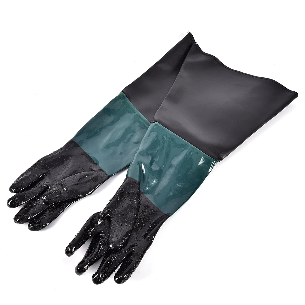 24" Sandblasting Cabinet Gloves – Neoprene & PVC Heavy Duty Sandblasting Cabinet Gloves Qst 60cm Black