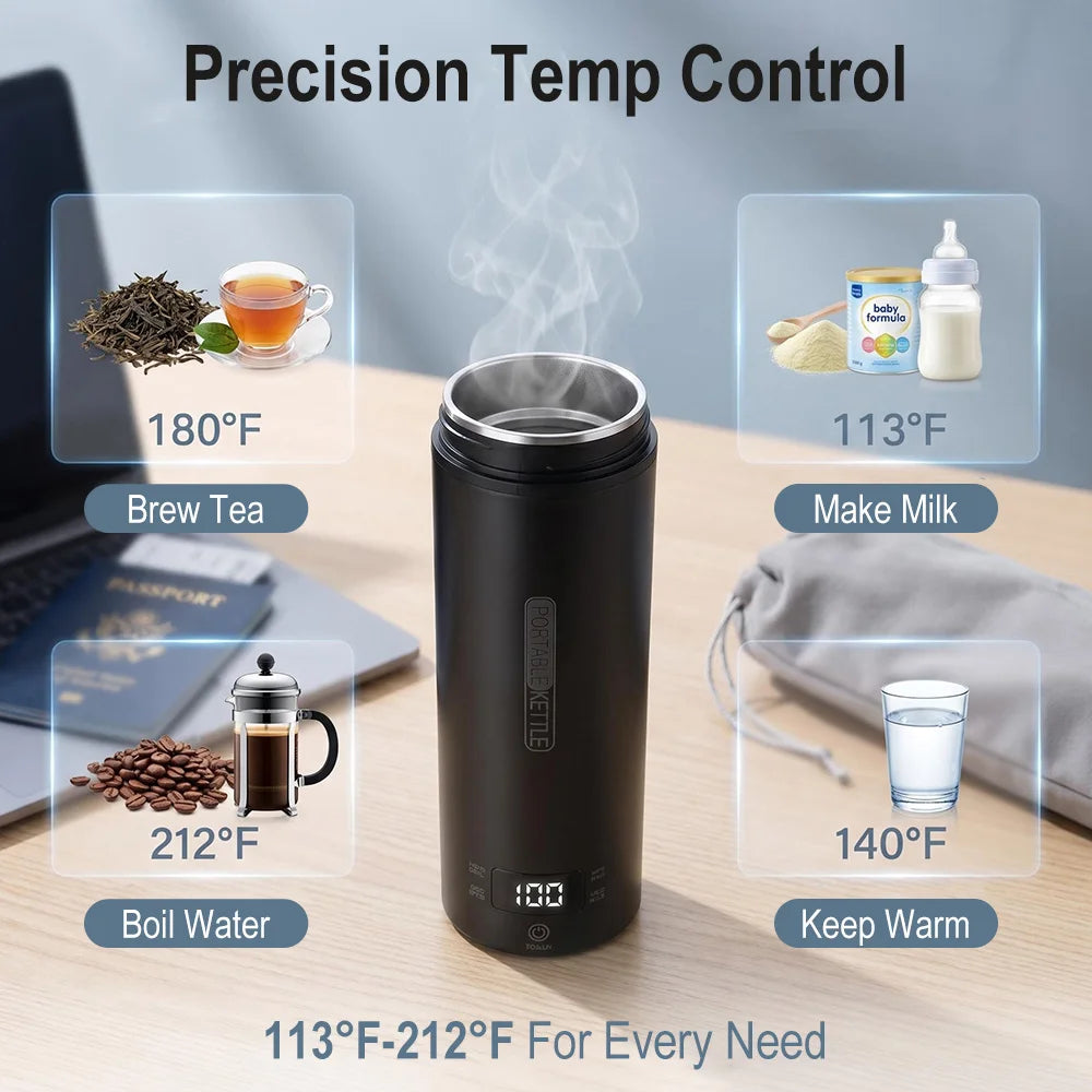 Portable Electric Kettle 500ml Touch Screen Thermos Cup Electric Kettle Cup Qst