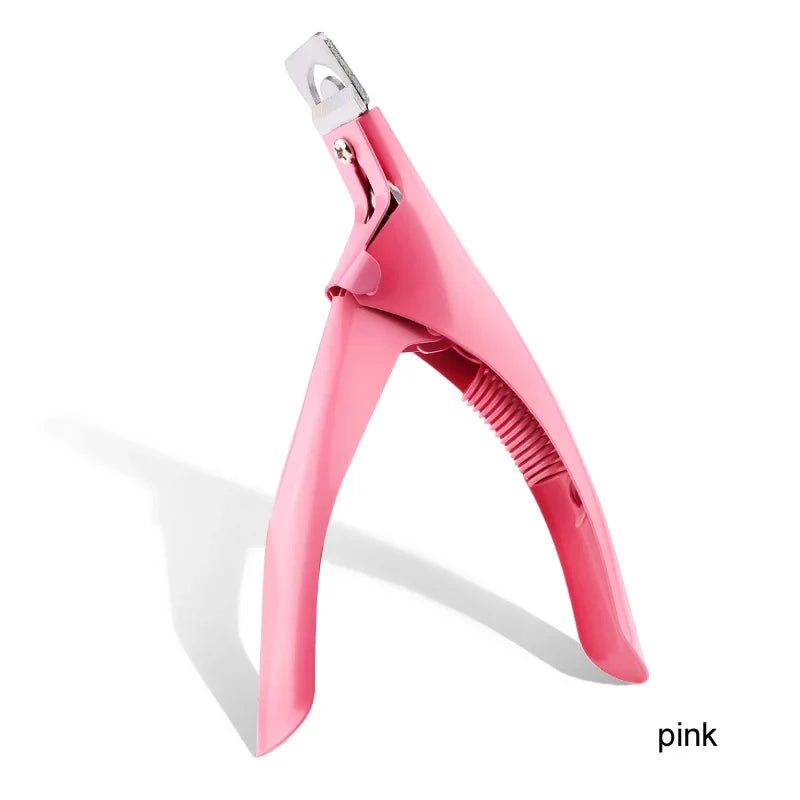 U-Shape False Nail Cutter – Stainless Steel Acrylic Tip Clipper Nail Tip Cutter Qme Pink