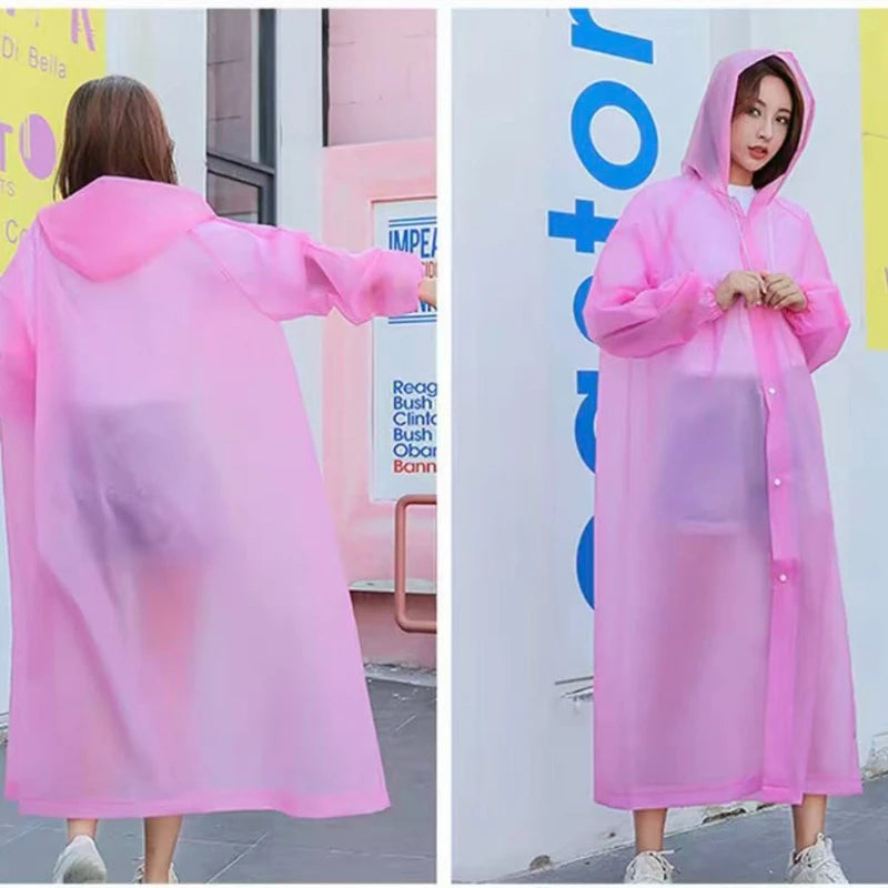 Waterproof Hooded EVA Rain Jacket – Unisex Long Raincoat Rain Jacket Poncho Qst