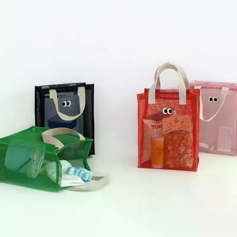 Mesh Eye Print Dacron Casual Handbag – 4 Colors | Tote Bag Casual Mesh Handbag Qme