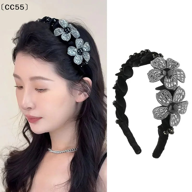 Rhinestone Flower Hair Hoop – Sparkling Diamond Headband Rhinestone Hair Headband Qst