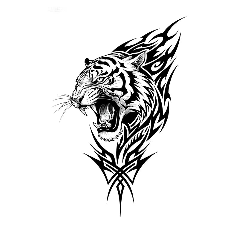 Large Tiger Temporary Tattoo Sticker – Waterproof Body Art Temporary Tattoo Sticker Qme