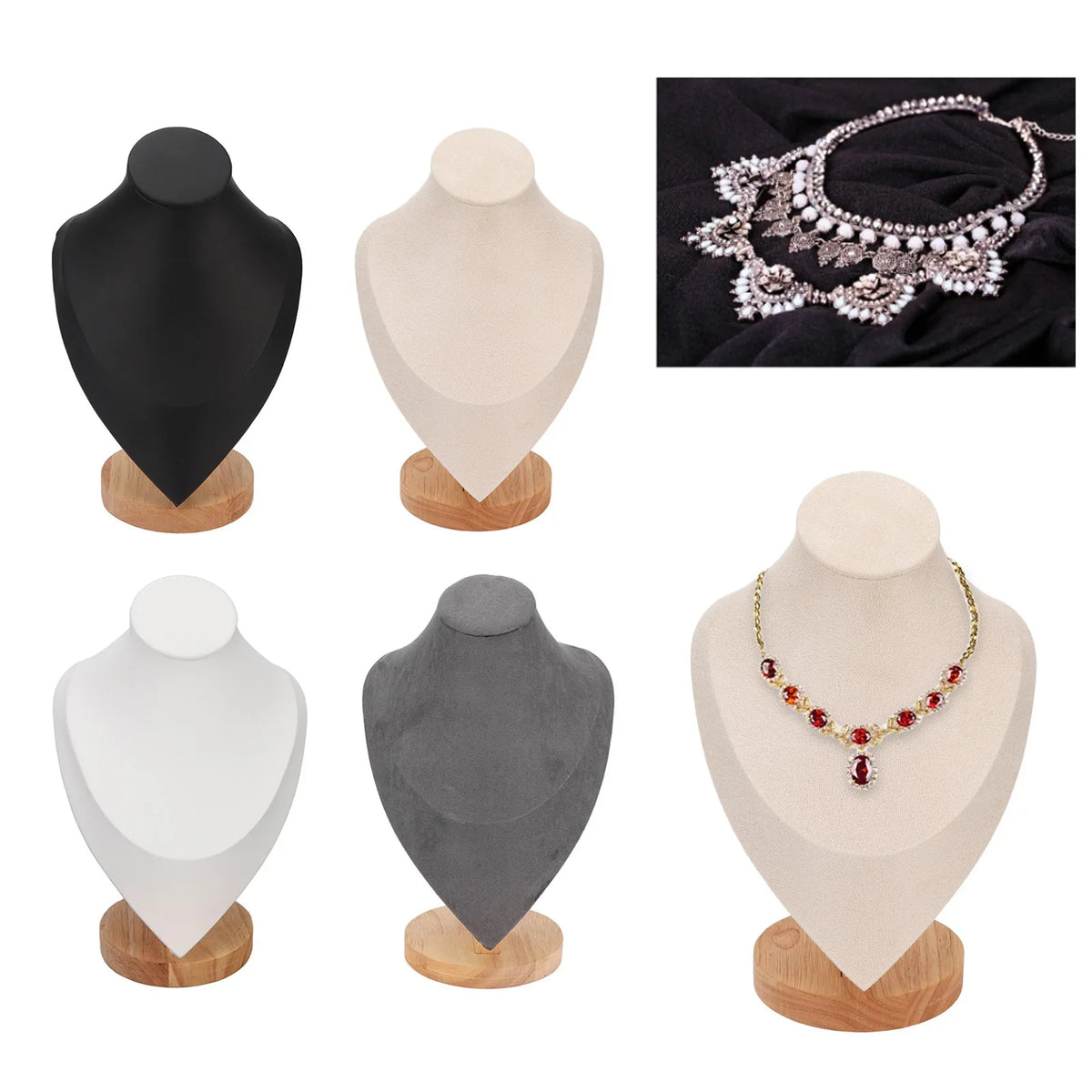 Elegant Wood Necklace Bust Stand | Jewelry Display Holder Jewelry Display Stand Qme