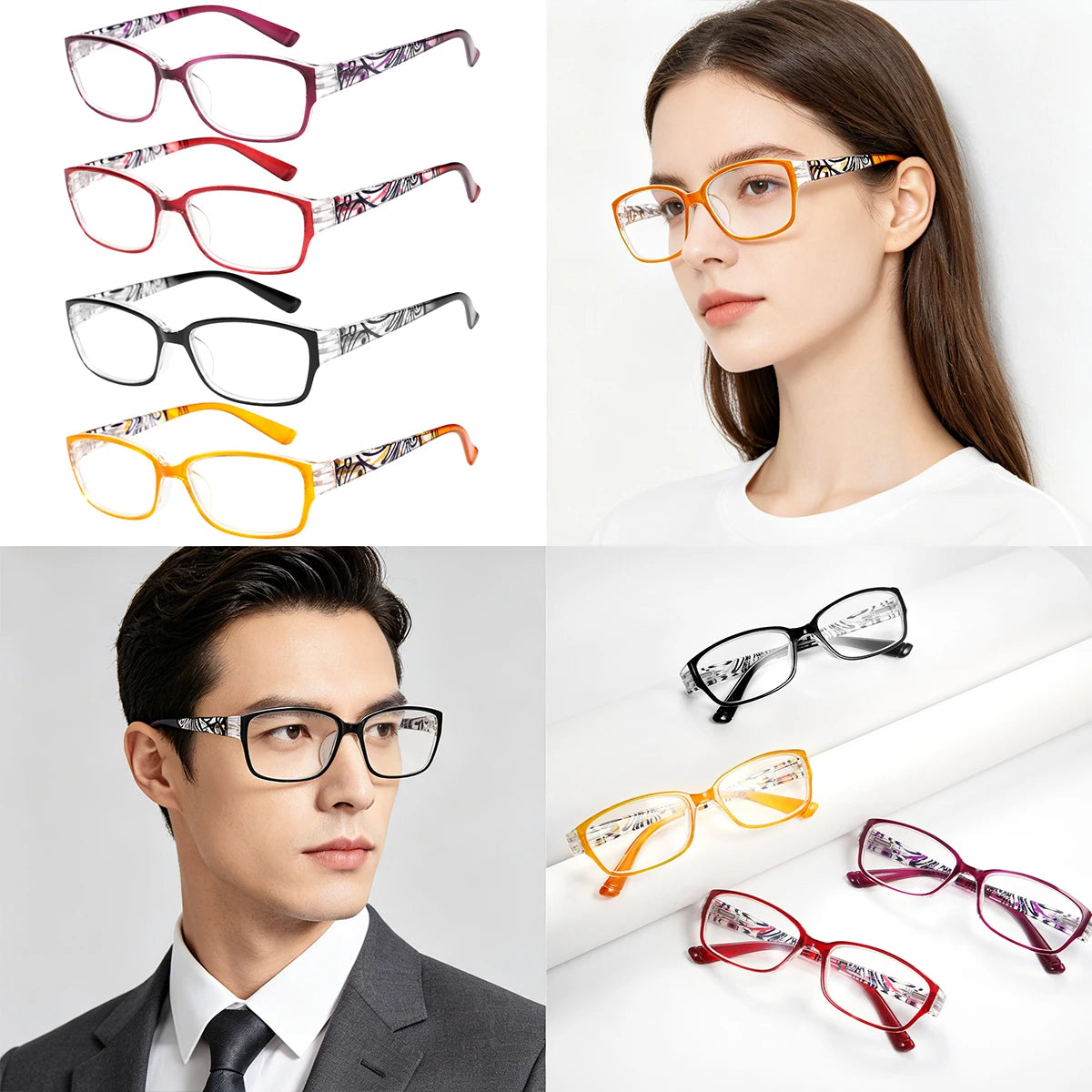 VOPHA L3 Anti-Blue Light Reading Glasses – Elegant Floral Reading Glasses Qst