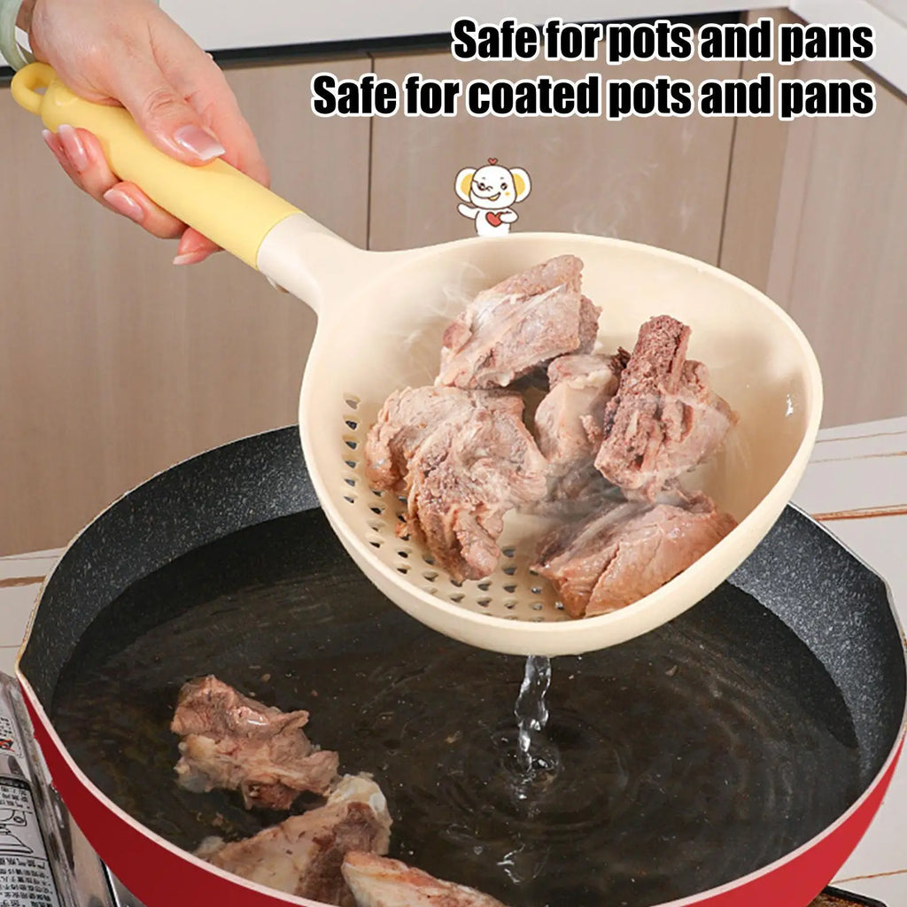 Large Perforated Ladle with Silicone Handle | Soup Spoon Perforated Cooking Ladle Qme