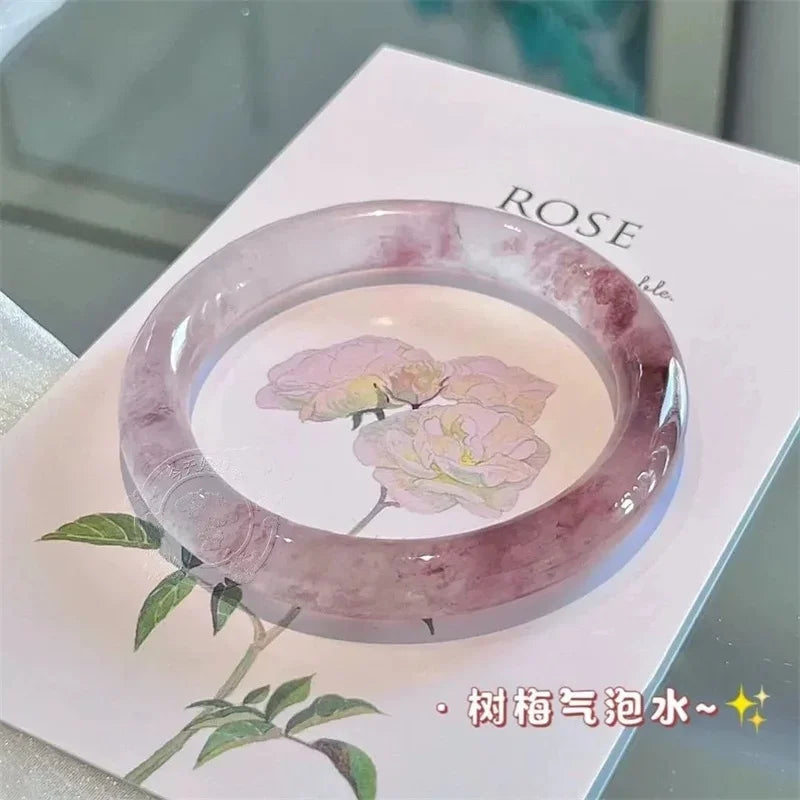 Guifei Round Glass Jade-Style Bangle Bracelet | 16 Colors Glass Bangle Bracelet Qme