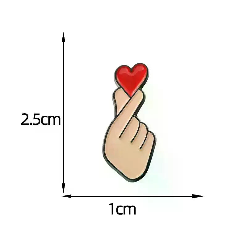 Sign Language Enamel Pin – Cute Hand Gesture Lapel Brooch Enamel Lapel Pin Qme
