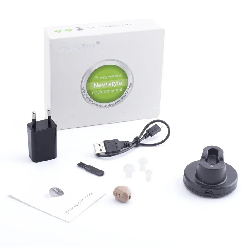 XceeFit ITE Rechargeable In-Ear Sound Amplifier for Adults Personal Sound Amplifier Qst With EU Plug