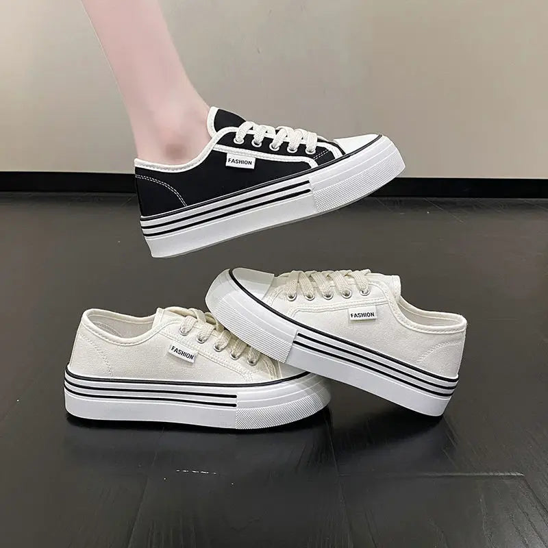 Women's Low Top Canvas Sneakers – Breathable Casual Flats Canvas Sneakers Qst