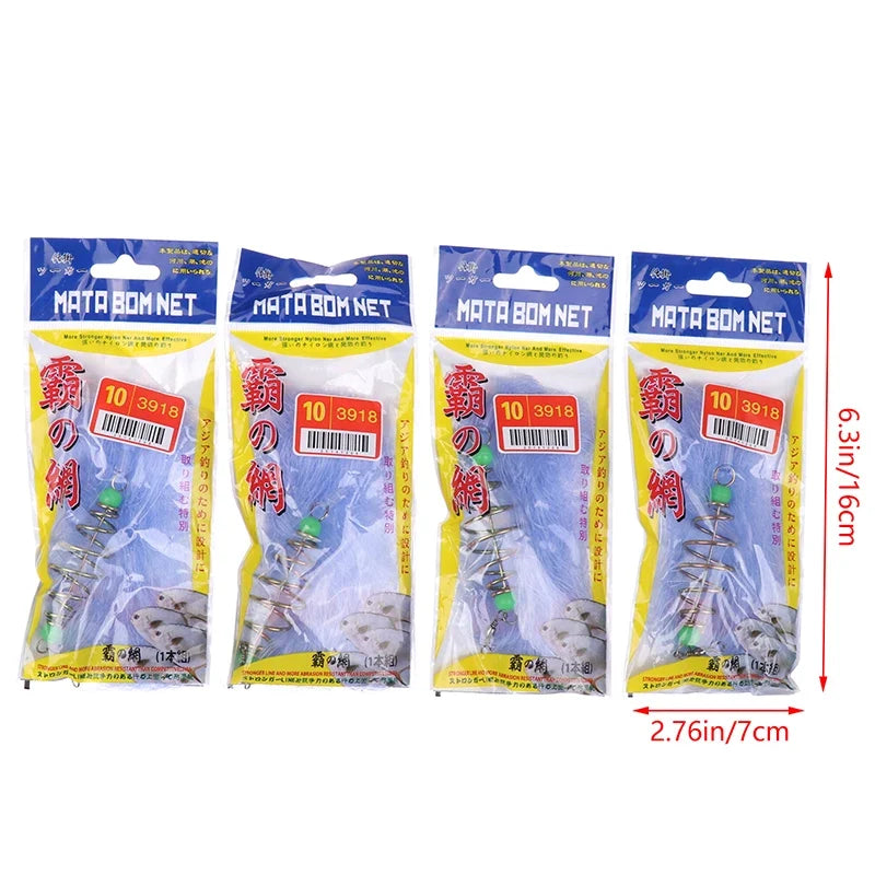 Folding Nylon Fish Bait Net with Luminous Beads – 4 Pack Fishing Bait Net Qme