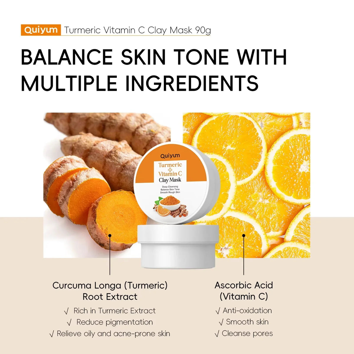 Turmeric & Vitamin C Mud Mask – Deep Pore Cleansing Face Mask Face Mud Mask Qme