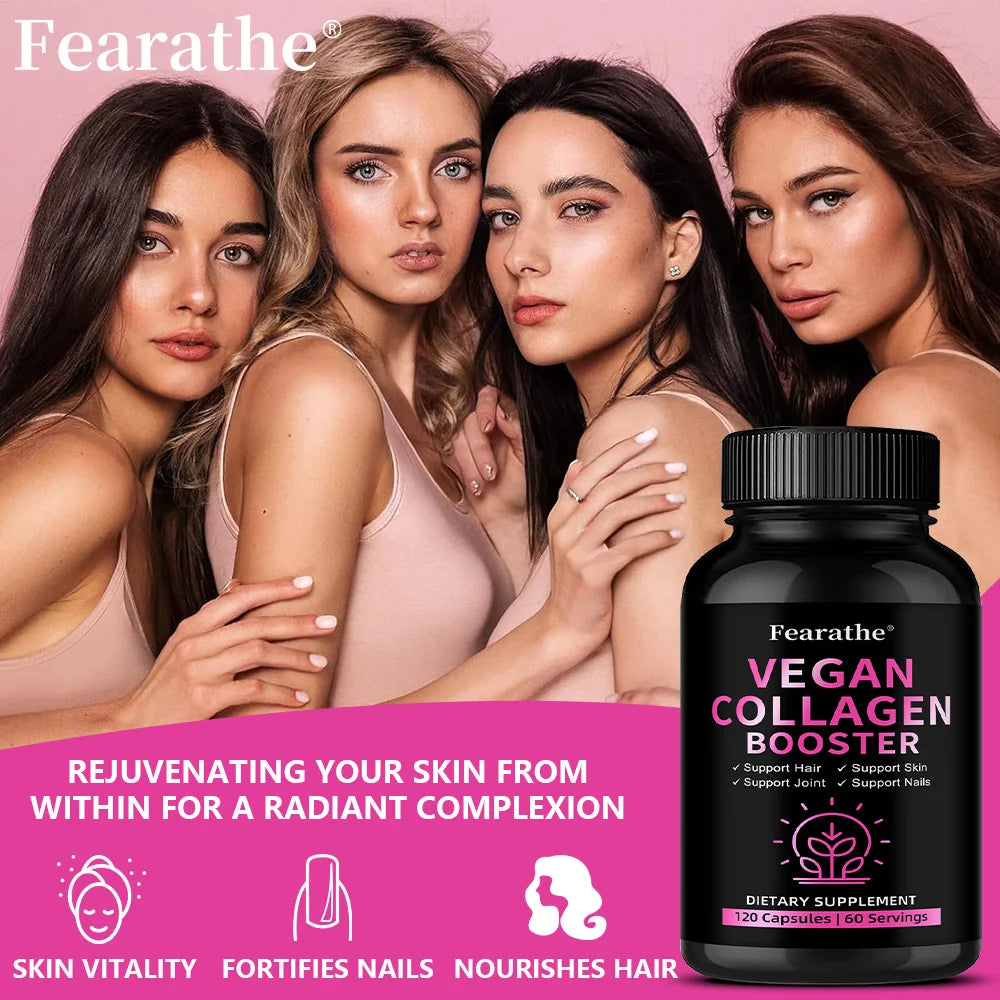 Vegan Collagen Booster – Silica, Hyaluronic Acid, Hair Skin Nails Collagen Supplement Qst