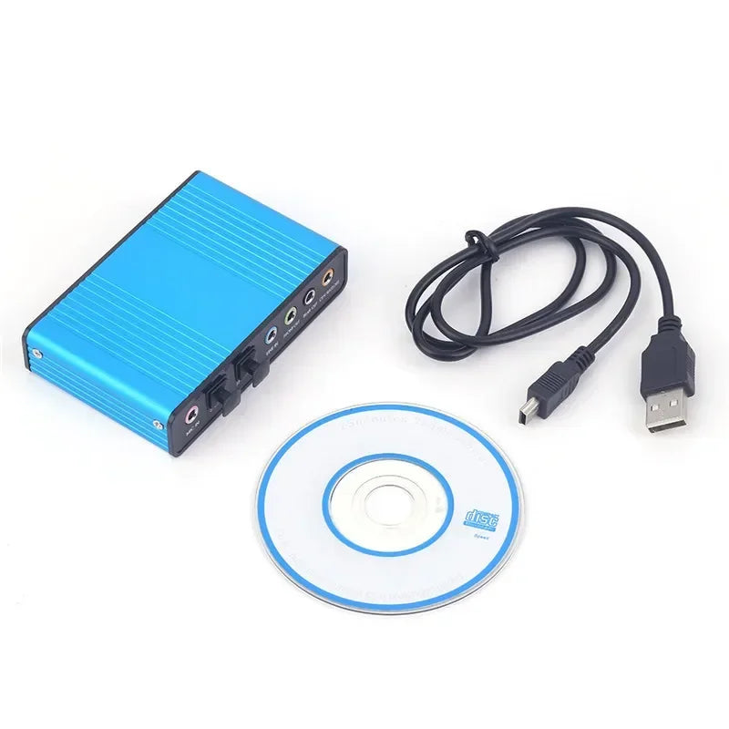 Qme USB 5.1 External Sound Card Optical Audio Adapter USB Sound Card Qme Blue