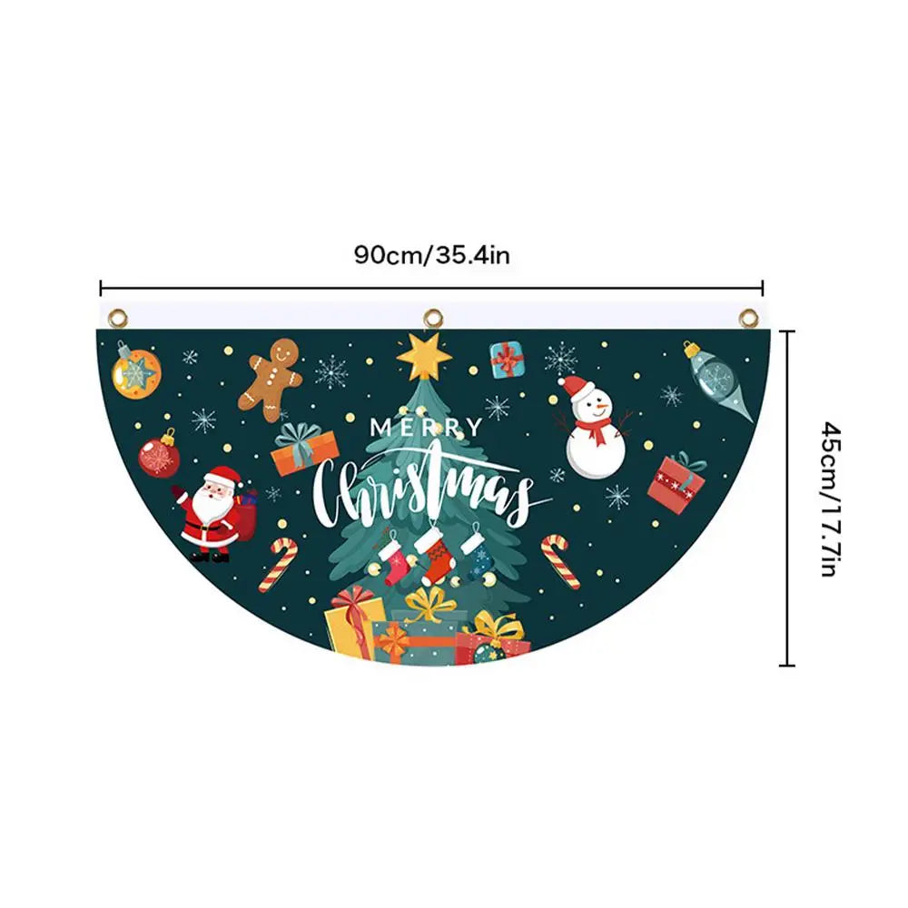 Christmas Half Fan Banner – Waterproof Festive Party Decor Christmas Party Banner Qme Green China Mainland